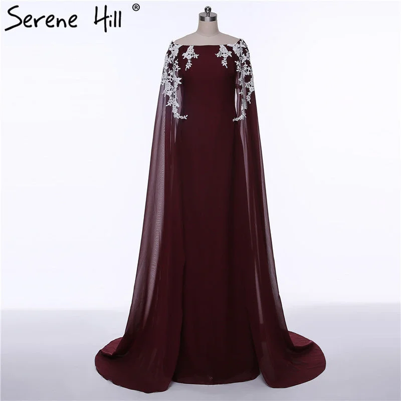 Slim Off Shoulder Chiffon Evening Dress Evening Gown LA2120