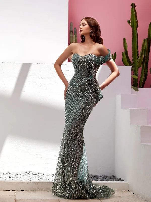Modessa Couture M22402 Long Fitted Formal Beaded Evening Porm Dress
