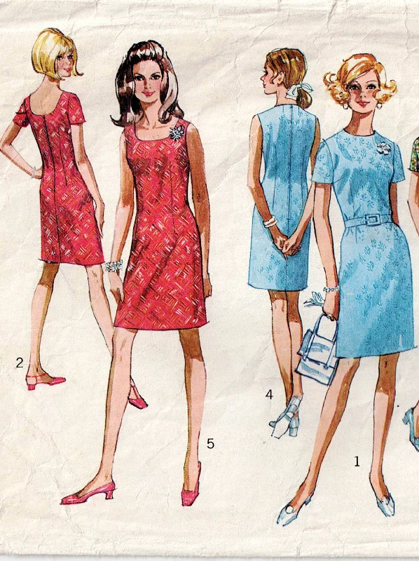 Simplicity 8179 Womens Shift Dress with 3 Necklines 1960s Vintage Sewing Pattern Size 12 Bust 34 inches Simplicity 8179 Womens Shift Dress with 3 Necklines 1960s Vintage Sewing Pattern Size 12 Bust 34 inches