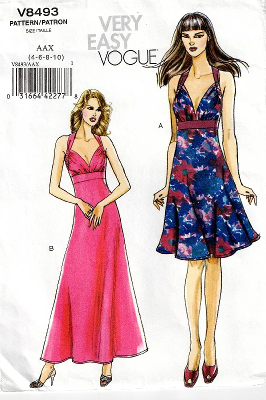 Very Easy Vogue 8493 Halter Midriff Evening Dress Out Of Print Sewing Pattern Size 4 - 10 UNCUT Factory Folded Very Easy Vogue 8493 Halter Midriff Evening Dress Out Of Print Sewing Pattern Size 4 - 10 UNCUT Factory Folded