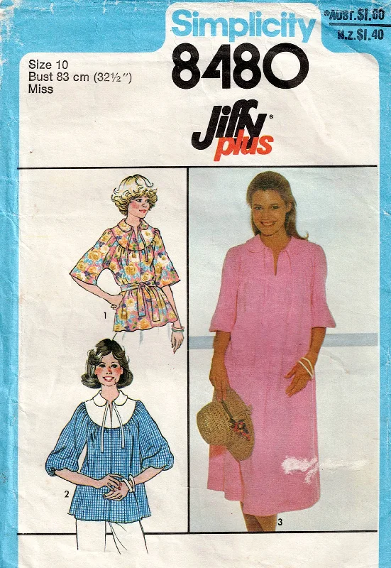 Simplicity 8480 Womens JIFFY PLUS Round Yoked Smock Dress & Top 1970s Vintage Sewing Pattern Size 10 Bust 32.5 inches Simplicity 8480 Womens JIFFY PLUS Round Yoked Smock Dress & Top 1970s Vintage Sewing Pattern Size 10 Bust 32.5 inches