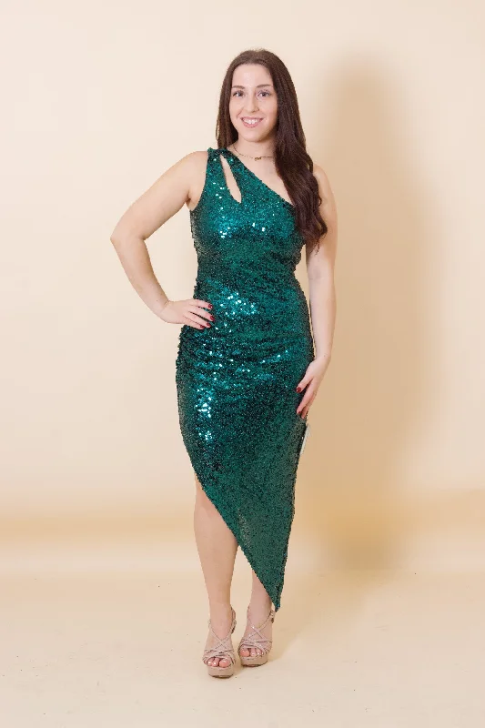 Jump Apparel 13291 High Low Fitted Sequin Cocktail Dress