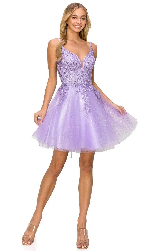 Cinderella Couture 5125J - Lace Appliqued A-Line Cocktail Dress