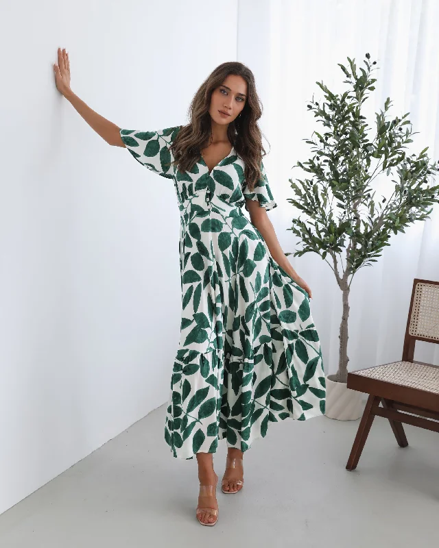 Rosalyn Dress - Green Print