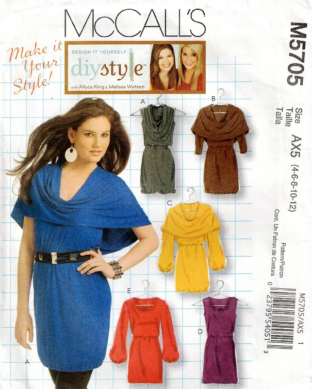McCall's 5705 Womens Stretch Knit Dresses with Wide Cowl/Hood Out Of Print Sewing Pattern Sizes 4 - 12 UNCUT Factory Folded McCall's 5705 Womens Stretch Knit Dresses with Wide Cowl/Hood Out Of Print Sewing Pattern Sizes 4 - 12 UNCUT Factory Folded