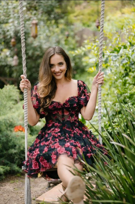 Aleta 1304 Ruffle Short Layered Cocktail A Line Dress