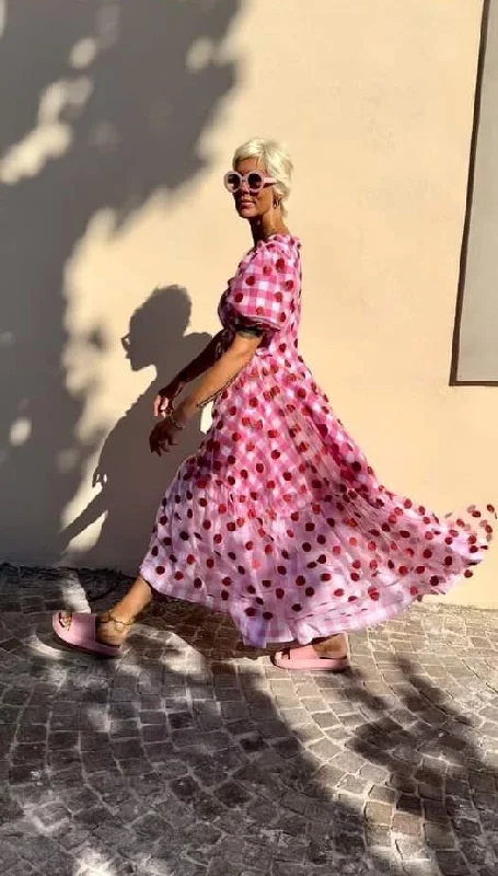 NIKKI gingham and strawberries dress