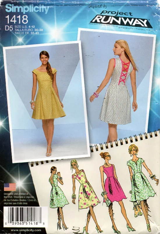 Simplicity 1418 Womens PROJECT RUNWAY Evening Dresses Out Of Print Sewing Pattern Size 4 - 12 UNCUT Factory Folded Simplicity 1418 Womens PROJECT RUNWAY Evening Dresses Out Of Print Sewing Pattern Size 4 - 12 UNCUT Factory Folded