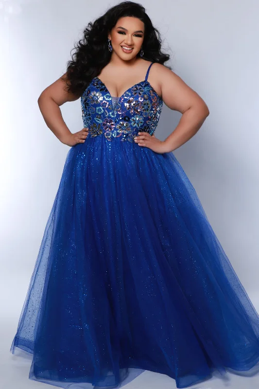 Sydneys Closet TE2427 A Line Long Formal Beaded Floral Prom Dress