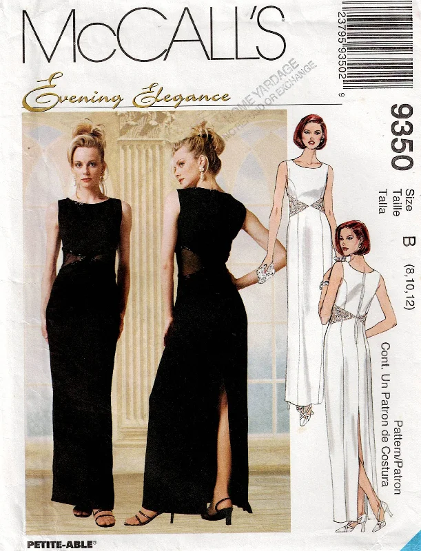 McCall's 9350 EVENING ELEGANCE Womens Evening Princess Dress with Sheer Side Cut Outs 1990s Vintage Sewing Pattern Size 8 - 12 UNCUT Factory Folded McCall's 9350 EVENING ELEGANCE Womens Evening Princess Dress with Sheer Side Cut Outs 1990s Vintage Sewing Pattern Size 8 - 12 UNCUT Factory Folded