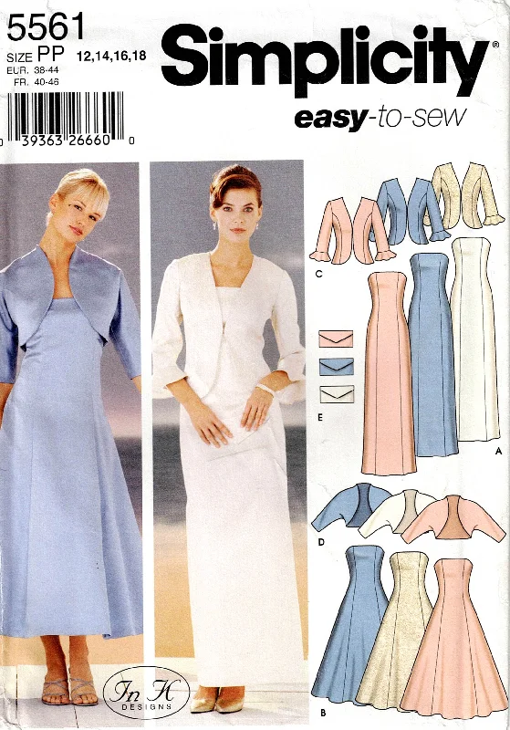 Simplicity 5561 Womens Strapless Evening Dresses Bolero & Purse Out Of Print Sewing Pattern Size 4 - 10 UNCUT Factory Folded Simplicity 5561 Womens Strapless Evening Dresses Bolero & Purse Out Of Print Sewing Pattern Size 4 - 10 UNCUT Factory Folded