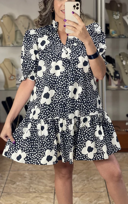 Navy Floral Doll Dress