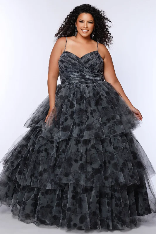 Sydneys Closet TE2525 Plus Size Floral Long Ball Gown Prom Dress