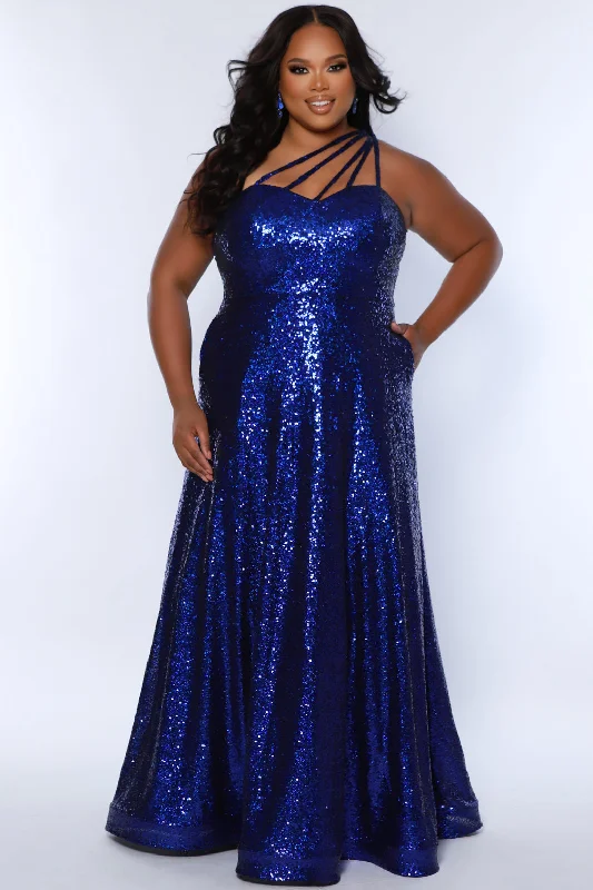 Sydney Closet SC7389 Plus Size Sequin Long Formal A Line Prom Dress
