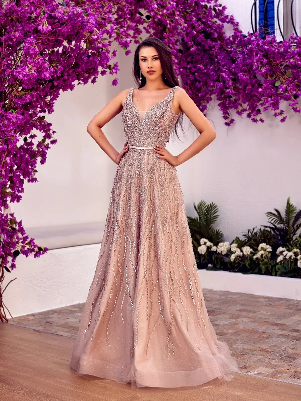 Modessa Couture M20344 Long Formal Beaded A Line Prom Dress