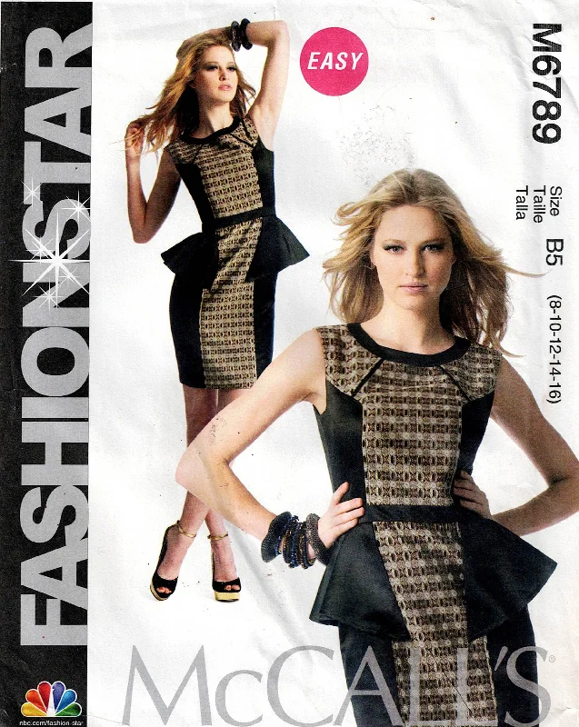 McCall's 6789 FASHION STAR Womens Colour Blocked Peplum Sheath Dress Out Of Print Sewing Pattern Sizes 8 - 16 UNCUT Factory Folded McCall's 6789 FASHION STAR Womens Colour Blocked Peplum Sheath Dress Out Of Print Sewing Pattern Sizes 8 - 16 UNCUT Factory Folded