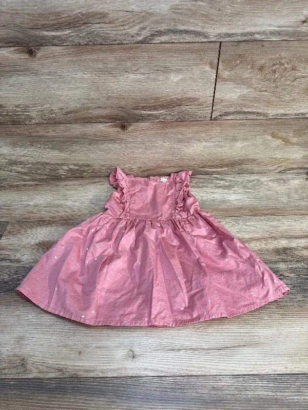 Simple Joys Heart Print Ruffle Dress Pink sz 2T
