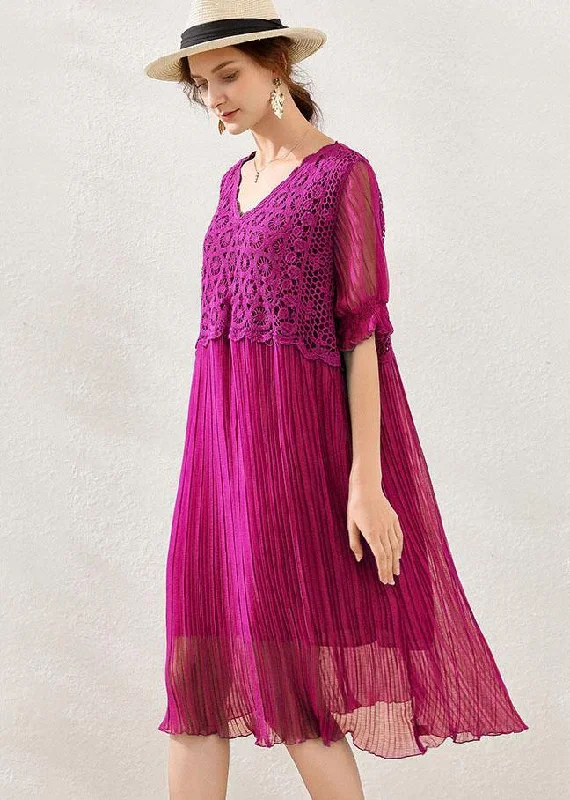 Women Rose Fashion Flare Sleeve Spring Long Dress