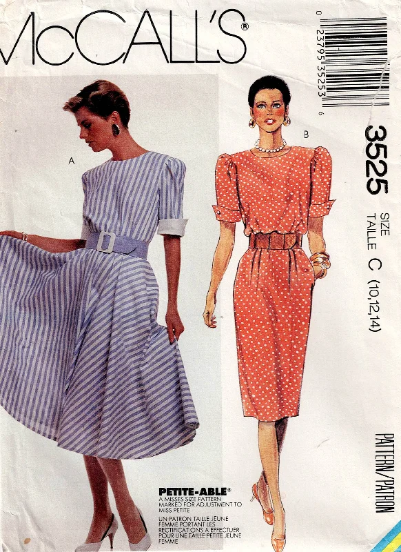 McCall's 3525 Womens Slim or Flared Dress with Turn Back Cuffs & Belt 1980s Vintage Sewing Pattern Size 10 - 14 UNCUT Factory Folded McCall's 3525 Womens Slim or Flared Dress with Turn Back Cuffs & Belt 1980s Vintage Sewing Pattern Size 10 - 14 UNCUT Factory Folded