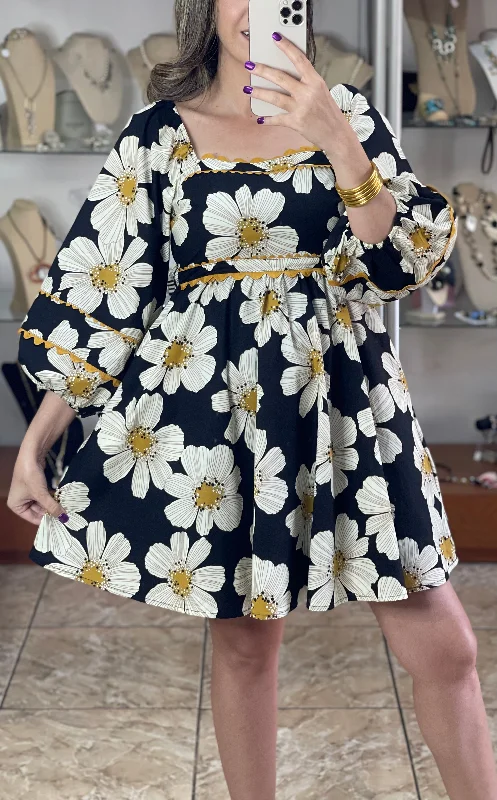 Black Floral Doll Dress