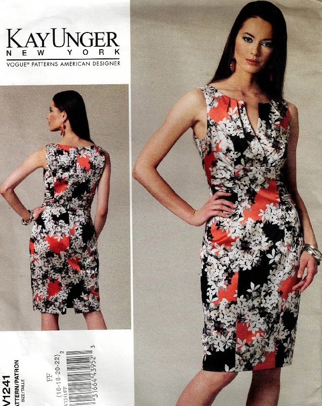Vogue American Designer 1241 KAY UNGER Womens Lined Sheath Dress with Ruched Bodice Out Of Print Sewing Pattern Size 16 - 22 UNCUT Factory Folded Vogue American Designer 1241 KAY UNGER Womens Lined Sheath Dress with Ruched Bodice Out Of Print Sewing Pattern Size 16 - 22 UNCUT Factory Folded