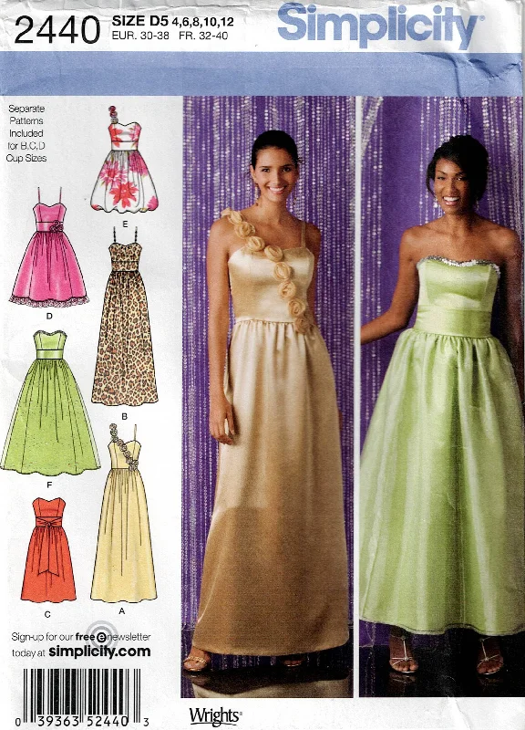 Simplicity 2440 Womens Special Occasion Evening Formal Prom Dress Out Of Print Sewing Pattern Size 4 - 12 UNCUT Factory Folded Simplicity 2440 Womens Special Occasion Evening Formal Prom Dress Out Of Print Sewing Pattern Size 4 - 12 UNCUT Factory Folded