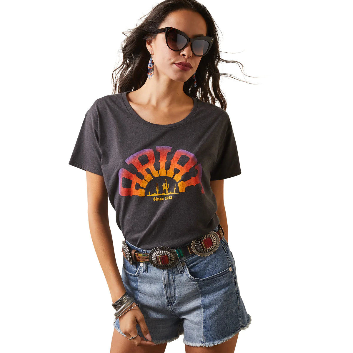 Ariat Womens Rainbow Tee Shirt Relaxed Fit Short Shirt