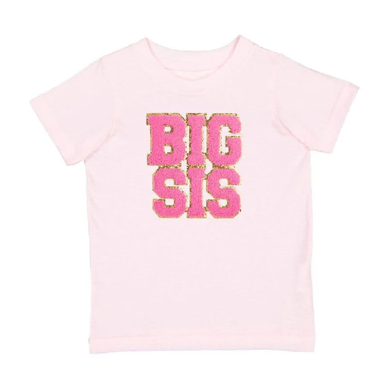 Big Sis Patch Short Sleeve Shirt Stylish Round Neck Shirt