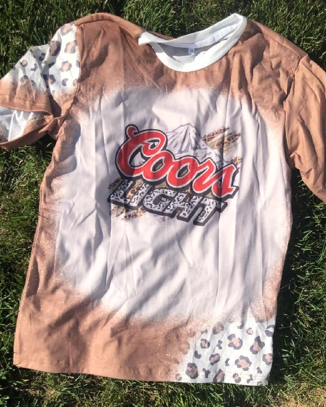 Coors Light Cheetah Print Sublimation Shirt-Size M Cozy Striped Short Sleeve