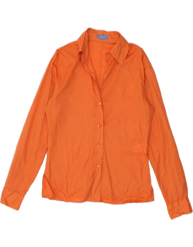 ESCADA Womens Shirt IT 38 XS Orange Cotton Cozy Knit Short Sleeve Top