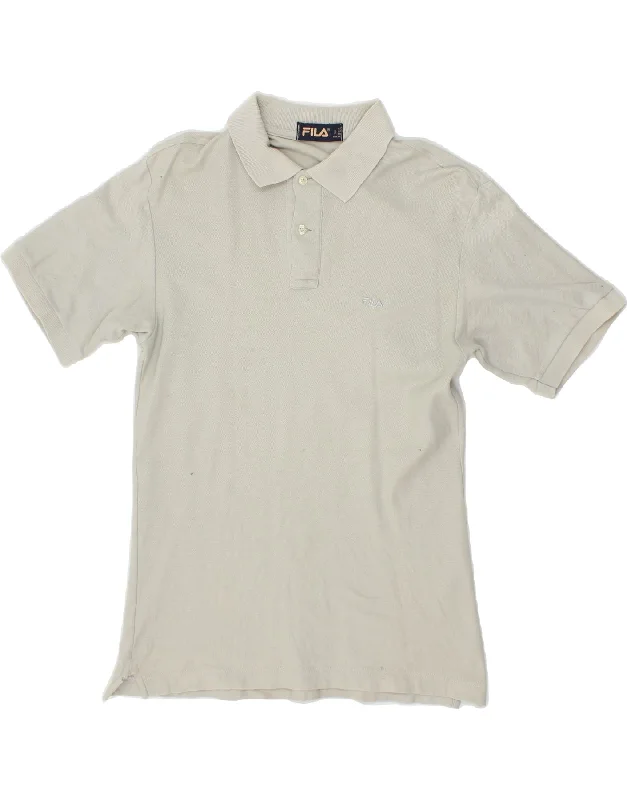 FILA Womens Polo Shirt IT 42 Medium Grey Elegant Silk Short Shirt