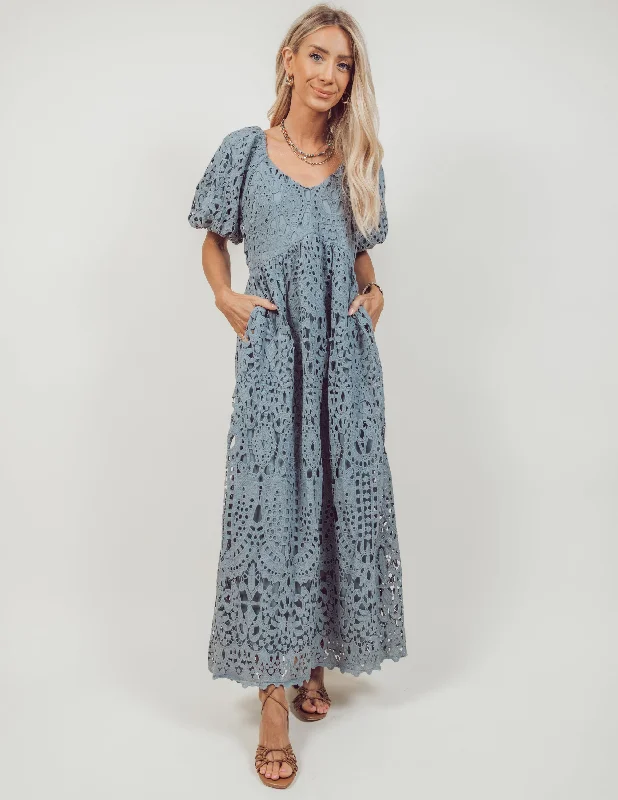 Frances Lace Midi Dress Comfortable Short Sleeve Midi Dress