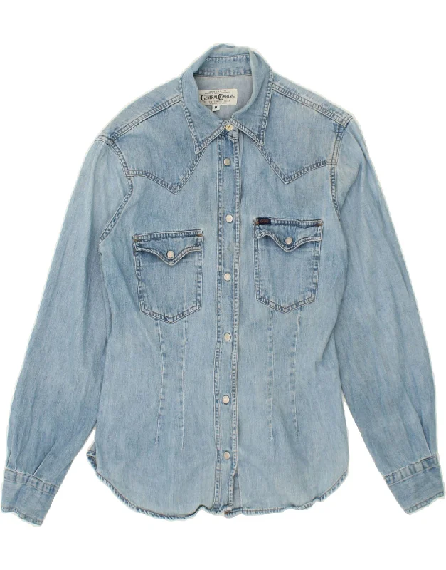 GENERAL COMPANY Womens Denim Shirt UK 14 Medium Blue Cotton Stylish Striped Short Sleeve GENERAL COMPANY Womens Denim Shirt UK 14 Medium Blue Cotton Stylish Striped Short Sleeve