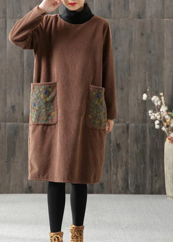 Handmade linen Tunics Women printing Turtleneck Winter Cotton Midi Dress Trendy Floral Wrap Midi Dress Handmade linen Tunics Women printing Turtleneck Winter Cotton Midi Dress Trendy Floral Wrap Midi Dress