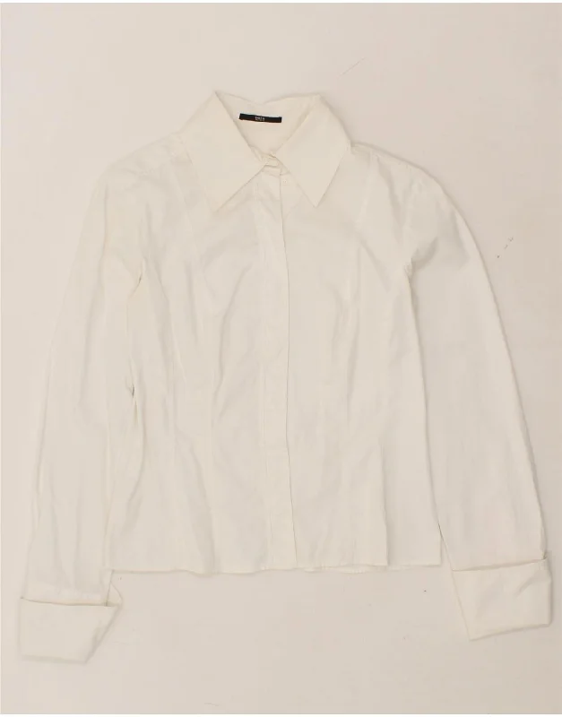 HUGO BOSS Womens Shirt UK 12 Medium White Relaxed Fit Short Shirt