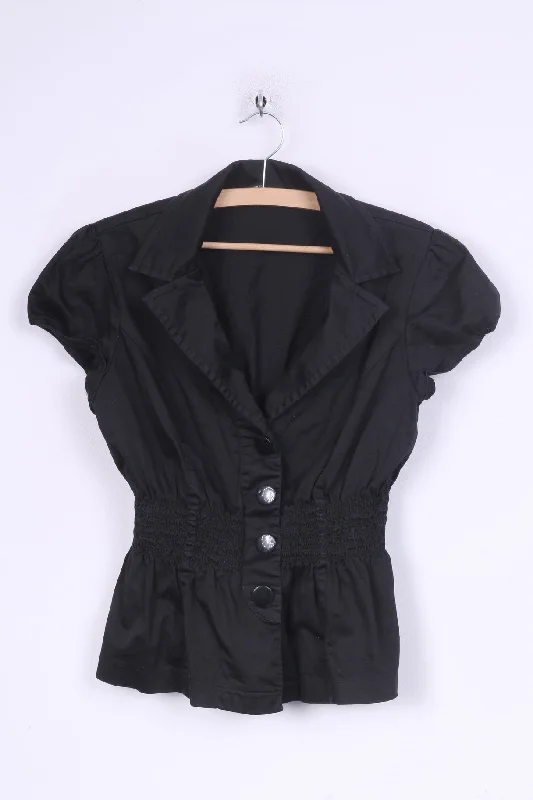 Ingredients Womens M Casual Shirt Short Sleeve Black Cotton Elegant Button-Down Short Shirt Ingredients Womens M Casual Shirt Short Sleeve Black Cotton Elegant Button-Down Short Shirt