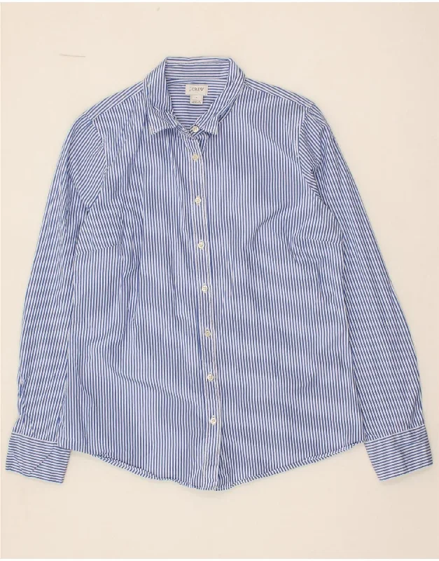 J. CREW Womens Shirt UK 14 Medium Blue Striped Cotton Fashionable Plaid Short Sleeve