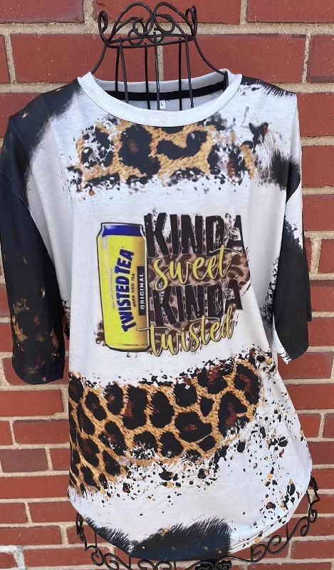 Kinda Sweet Kinda Twisted Cheetah Print Shirt Classic Denim Short Sleeve