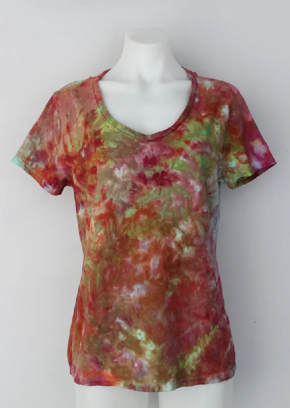 Ladies V neck t shirt size MEDIUM - Forever Mine crinkle Casual Loose Short Sleeve