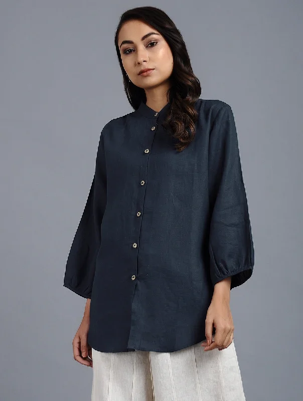 Lenora Classic Linen Shirt Relaxed Fit Short Blouse