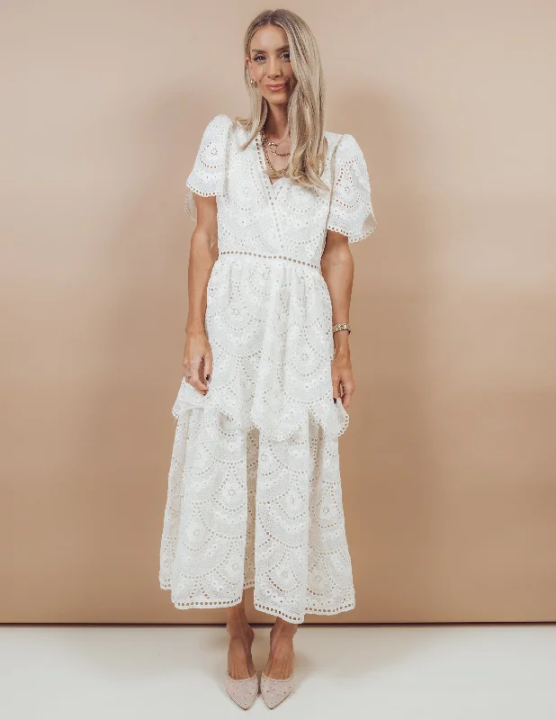 Marta Scalloped Midi Dress Comfortable Knitwear Midi Dress
