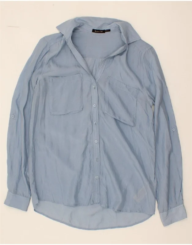 MASSIMO DUTTI Womens Shirt Blouse EU 36 XS Blue Silk Comfortable Summer Short Shirt