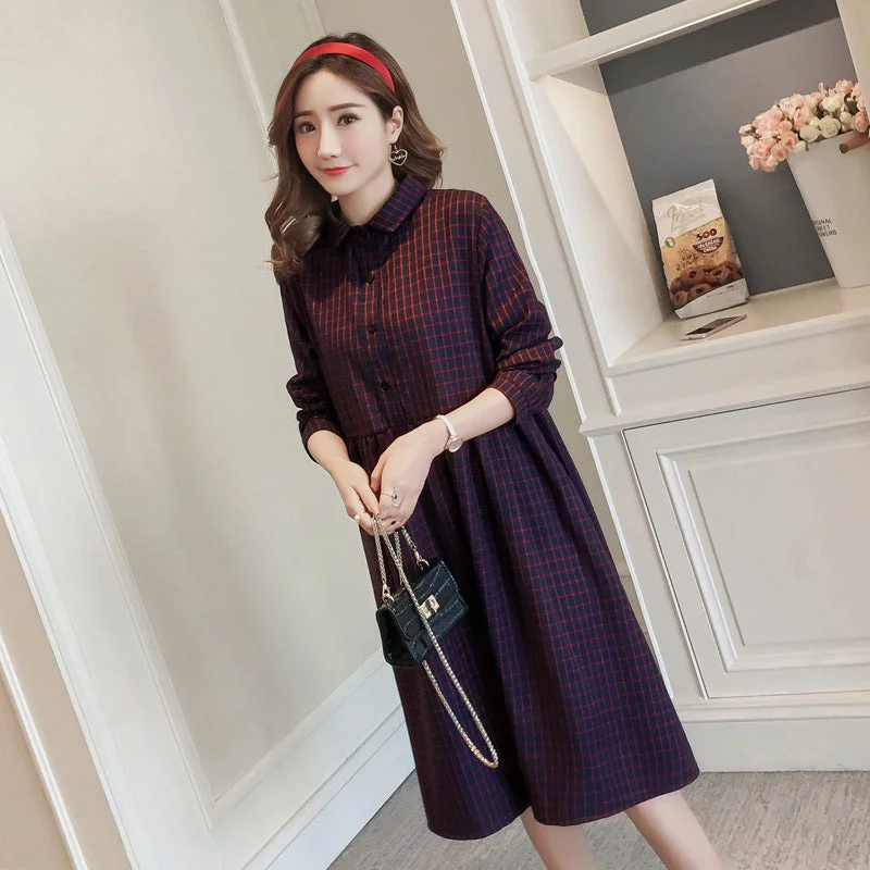 NiDELL Maternity Dress . Autumn New Maternity Dress Spring and Autumn Long Sleeve Shirt Red Plaid Loose Midi Dress Chic Bohemian Midi Dress NiDELL Maternity Dress . Autumn New Maternity Dress Spring and Autumn Long Sleeve Shirt Red Plaid Loose Midi Dress Chic Bohemian Midi Dress