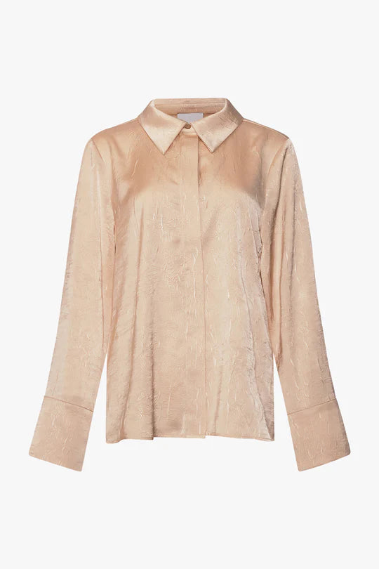 Noella Kayson Shirt Champagne Elegant High-Low Short Shirt