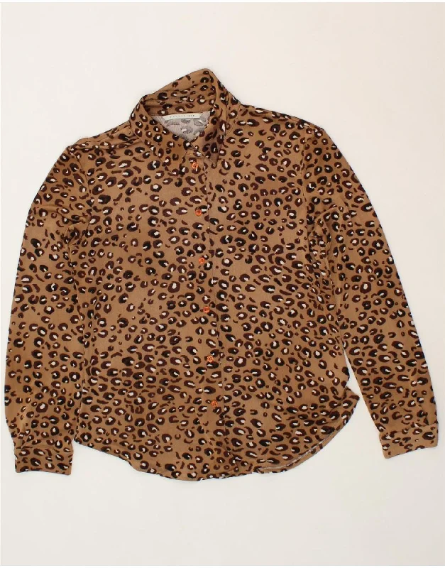 PENNY BLACK Womens Shirt Blouse UK 12 Medium Brown Animal Print Comfortable Flowing Short Sleeve PENNY BLACK Womens Shirt Blouse UK 12 Medium Brown Animal Print Comfortable Flowing Short Sleeve