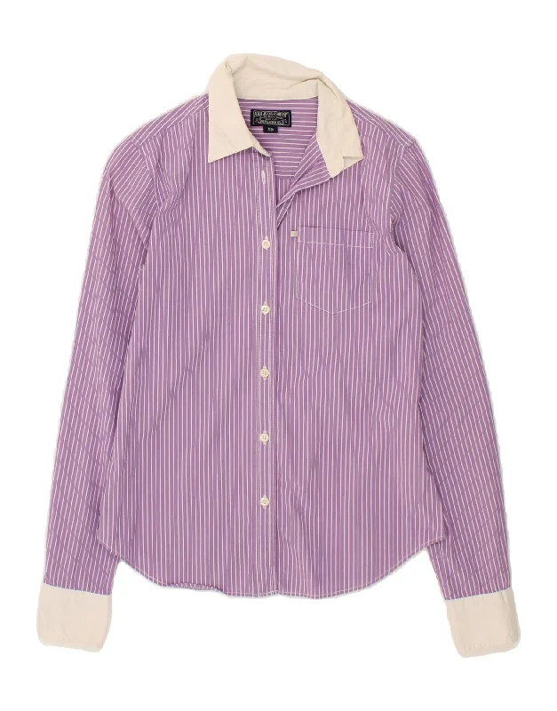 POLO RALPH LAUREN Womens Shirt UK 6 XS Purple Pinstripe Cotton Comfortable Graphic Short Sleeve POLO RALPH LAUREN Womens Shirt UK 6 XS Purple Pinstripe Cotton Comfortable Graphic Short Sleeve