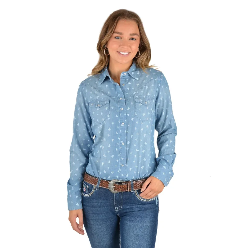 Pure Western Womens Adriana Western L/S Shirt Relaxed Fit Short Blouse