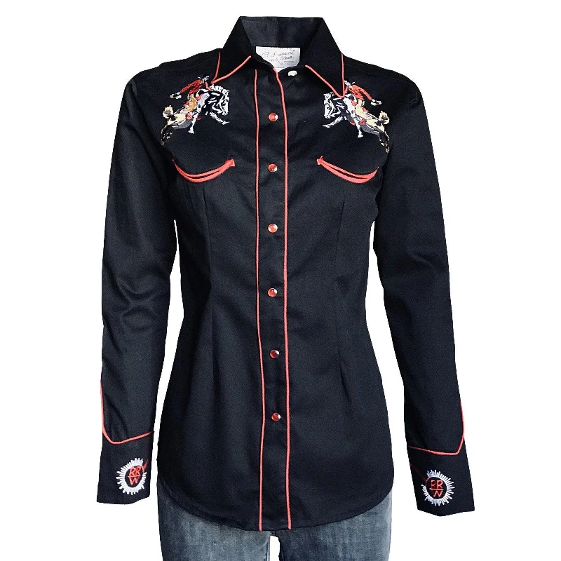 Rockmount Ranch Wear Womens Bronc Embroidered Western Shirt Relaxed Fit Short Tunic