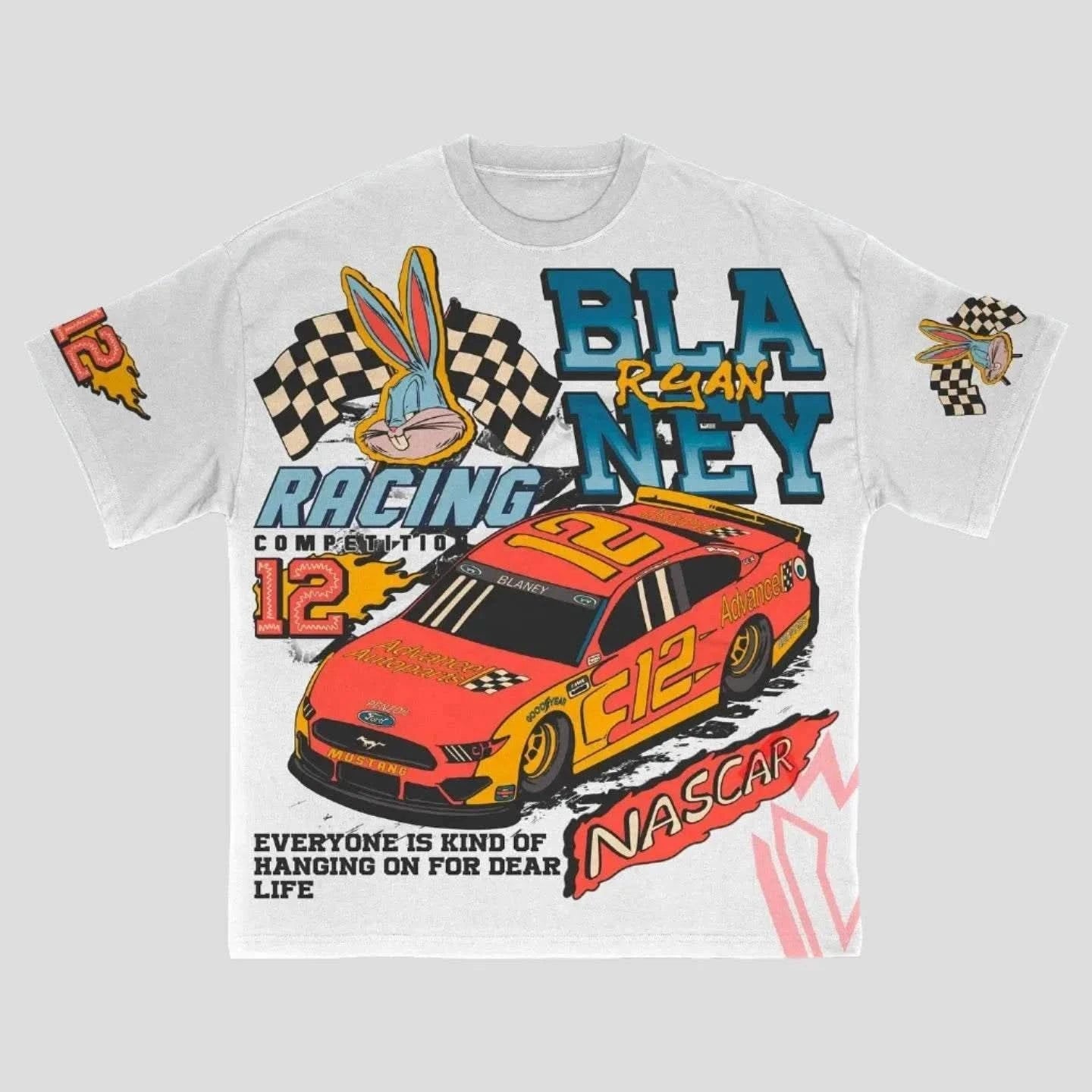 Ryan Blaney 12 Race Car Driver Oversized Cotton T Shirt Fashionable Pleated Short Shirt