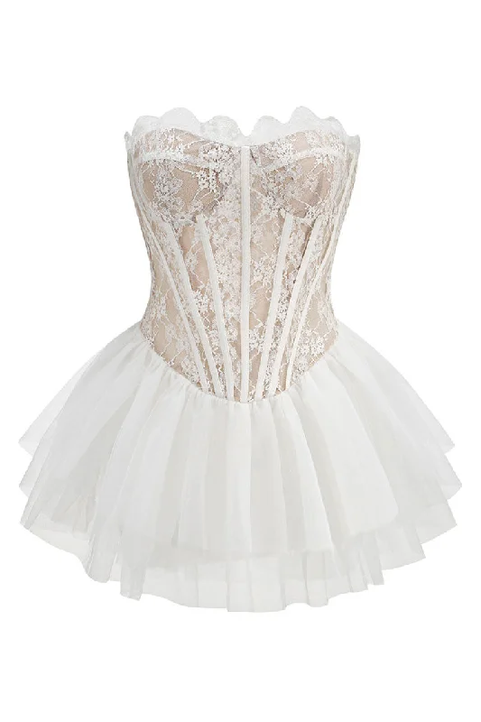 Sexy Bustier Strapless Laced Corset Tiered Ruffle Tulle Party Micro Mini Dress Trendy Camisole Mini Dress Sexy Bustier Strapless Laced Corset Tiered Ruffle Tulle Party Micro Mini Dress Trendy Camisole Mini Dress